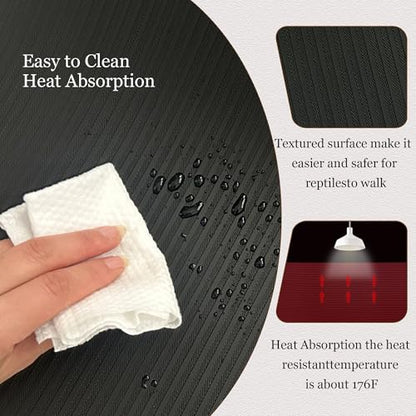 Arbitrary Cutting Terrarium Reptile Carpet, Reptile Mat, Bearded Dragon Tank Accessories Flooring, Bearded Dragon, Leopard Gecko Substrate, Snake,Tortoise Bedding Black 17.5“× 79”