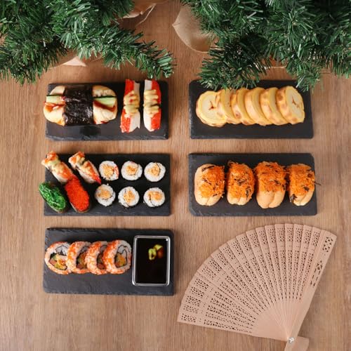 13 Pack 4 x 8 Inch Slate Cheese Boards, Black Rectangle Slate Charcuterie Boards, Natural Charcuterie Stone Plates for Parties, Gifts, and Special Events, Cheese, Sushi, Food. - size: 13 Pack 4 x 8 Inch