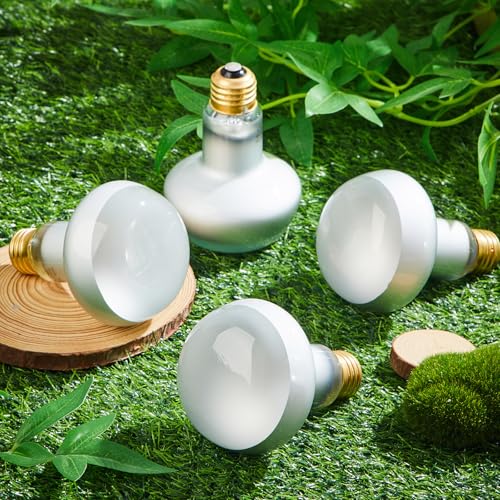 Retisee 4 Pack 100 Watt Heat Lamp Bulbs for Reptiles 120V UVA Simulated Natural Sunlight Heating Lamp Bulb Basking Light for Chickens, Bearded Dragon, Lizard, Gecko, Turtle