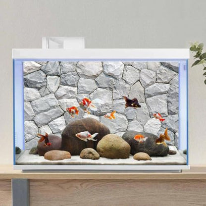AWERT 30x12 inches White Stone Aquarium Background Rocky Fish Tank Background Rock Terrarium Background Vinyl - size: 30x12in/75x30cm