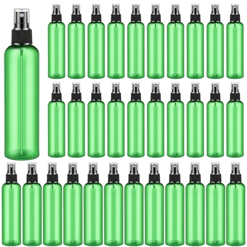 Eccliy 32 Pcs 8 oz Spray Bottles Fine Mist Cleaning Bottles Clear Empty Plastic Travel Sprayer Refillable Sprayer with Cap for Cleaning Solutions Oils Travel Perfumes(Green,Clear) - color: Green, style: Clear