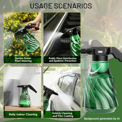0.53 Gallon Rechargeable Electric Plant Mister Sprayer, Fine Mist & Continuous Spray for Indoor Plants, Garden, Vehicle Cleaning，Handheld Portable Sprayer with Adjustable Nozzle