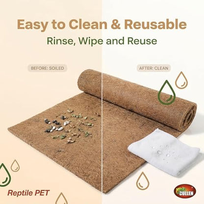 Reptile Carpet 30"x12" 2 PCS Coconut Fiber Mat for 20 Gallon Reptile Tank,Tortoise Habitat Bedding Liner for Snake,Turtle,Lizard,Bearded Dragon,Gecko Cage Accessories