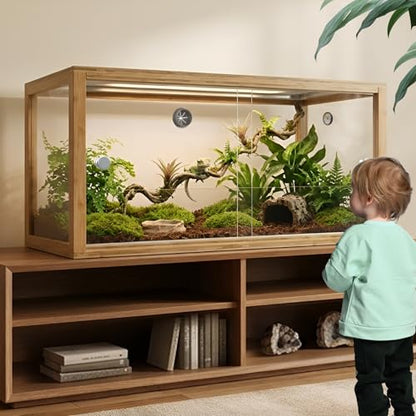 50 Gallon Bamboo Reptile Enclsoure,36"x16"x18" Bearded Dragon Tank Also for Ball Python,Snake,Gecko,Turtle with Sliding Door Top Screen Ventilation,Stackable Large Reptile Terrariums - size: 36"x16"x18"