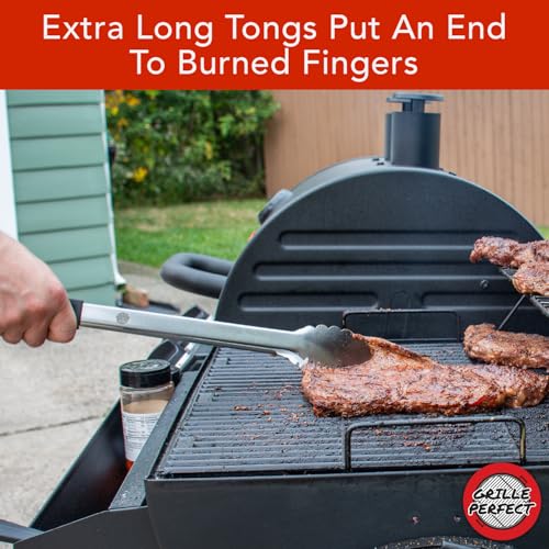 Grill Tongs 20-Inch Very Long Extra Heavy Duty for Grilling and Barbecue Heat Resistant Hand Grips Stainless Steel for BBQ Outdoor Kitchen and Cooking Hot Grilled Food - size: 20 Inches
