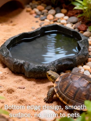 Tortoise Water Dish, 7.1 * 5.5 * 0.8in Reptile Water Dish, Reptile Food Dish Suitable for the Feeding and Watering Needs of Various Pets(0.6 in deep)