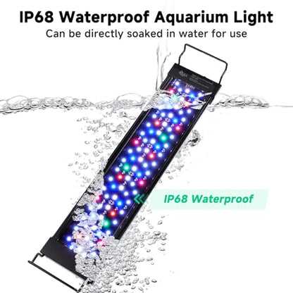 AQQA LED Aquarium Light, 24/7 Mode IP68 Waterproof Extendable Bracket Fish Tank Light, DIY Mode Full Spectrum Aquarium Plant Light, Adjustable Timer/Brightness Memory Function for 48-55 Inch Fish Tank - size: For 48-55 inch fish tank