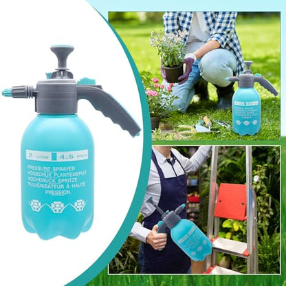 0.5 Gallon Handheld Pump Sprayer, 2L Garden Pressure Sprayer, 68oz Water Spray Bottle with Safety Valve, Adjustable Nozzle, for Watering,Plant Spraying, Home Cleaning, Fertilizing (Sky Blue) - color: Sky Blue