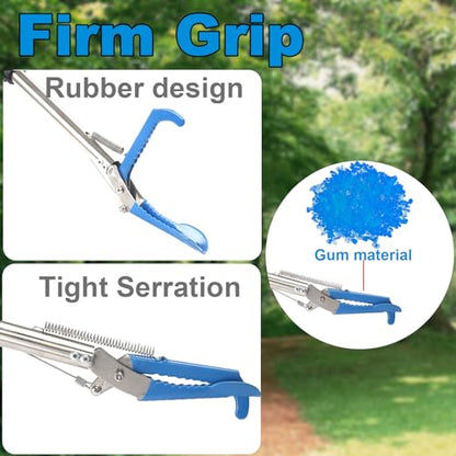Snake Tong Grabber, 65 Inch Snake Clamping Tool for Safe Snake Handling and Rattlesnake CaptureMade of stainless steel tubing sponge handles and plastic. (blue) - color: Blue
