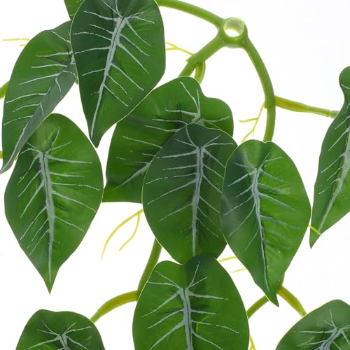 BESPORTBLE Reptile Terrarium Plants Fake Vines with Suction Cup Hanging Leaves Artificial Environment Decorations for Turtle and Lizard Tank