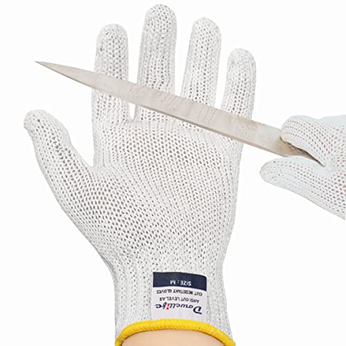 Dowellife Level 8 Reinforced Cut Resistant Gloves, Food Grade, Knife Safety Gloves for Meat Cutting, Oyster Shucking, Fish Fillet, Kitchen Slicing and Wood Carving, Small - color: White, size: Small (Pack of 1)