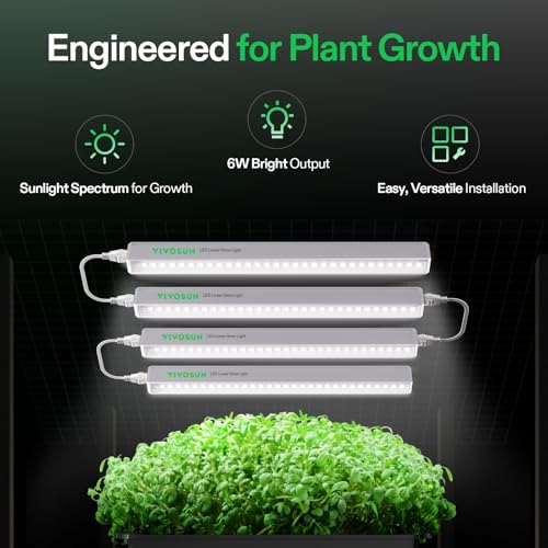 VIVOSUN Durable Waterproof Seedling Heat Mat and T5 Linear Grow Lights, 1ft 5000K Full Spectrum LED Grow Light Strip for Indoor Growing, Plant Lights SGS Compatible