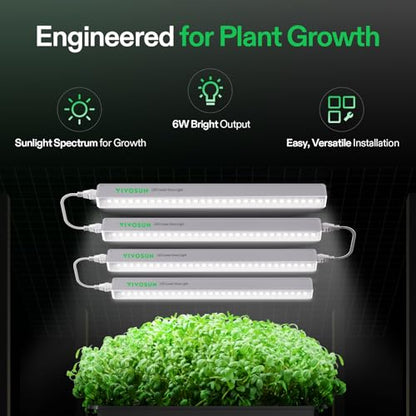 VIVOSUN Durable Waterproof Seedling Heat Mat and T5 Linear Grow Lights, 1ft 5000K Full Spectrum LED Grow Light Strip for Indoor Growing, Plant Lights SGS Compatible