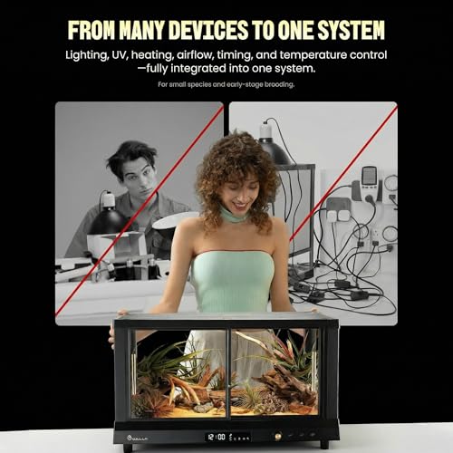 All-in-ONE Smart Reptile Tank, Reptile Enclosure，Terrarium Tank，Screen Ventilation Habitat，Amphibians，Suitable for Keeping Lizards, Geckos and Snakes (Marble, Plus) - color: MARBLE, size: PLUS