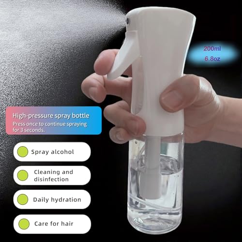 2 Pack Continuous Spray Bottles - Ultra Fine Mist Sprayer | 6.8 OZ Water Spray Bottle for Hair, Cleaning, Plants, Pets, Salons