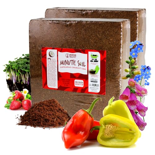 Mountain Valley Seed Co Soil Block - Coco Coir - Compressed - (2 Blocks) | Expands 15x with water, ~90 gal per 2-pack. OMRI Listed. Peat-free coco coir for beds, containers & microgreens. - size: 2 Blocks