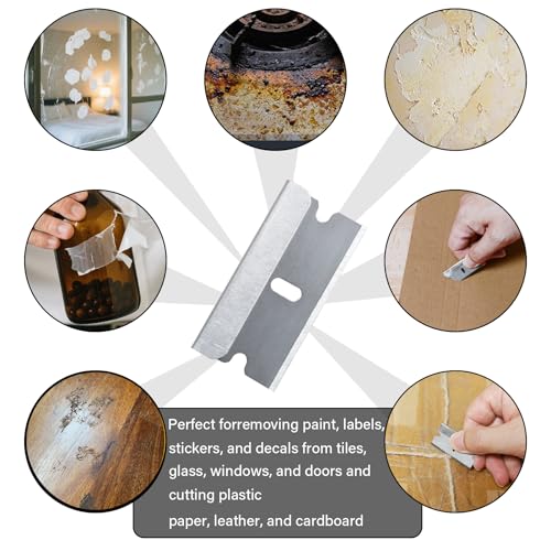 HAUTMEC 100 Pack Single Edge Razor Blades, Heavy Duty Edge Blades, Ultra Sharp, Rust-Resistant,Industrial & DIY Use, Fits most Standard Scraper & Utility Knife, for Removing Decals, Stickers 25029 - style: 100pc Razor Blades