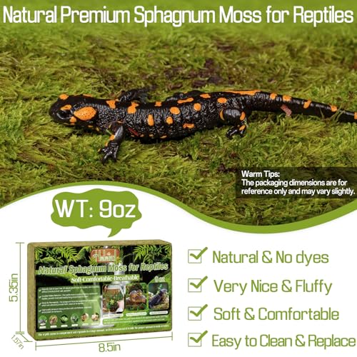 Halatool 9OZ Sphagnum Moss & 2-Pack Coco Chips Substrate for Reptiles, Terrariums, Humidity Retention, Bedding, Nesting & Burrowing