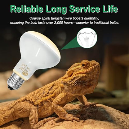Pack of 4 UVA Heat Light Bulbs - 75W Reptile Basking Light Bulbs for Bearded Dragons, Geckos, Iguanas, Lizards, Amphibians & Small Pets - color: Uva Bulbs (4pcs), size: 75W