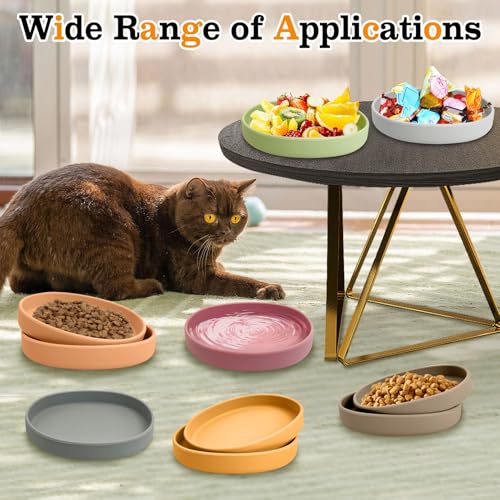 BNOSDM Silicone Dog Food Plate Shallow Dog Bowl Flat Cat Dish 2 Pack Small Puppy Plates for Small Dogs and Cats Whisker Fatigue Pet Feeding Bowls for Dry and Wet Food (Light Brown) - color: 2 Pcs - (Light Brown)