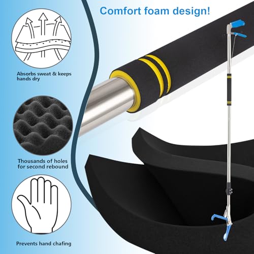 Snake Tong Grabber, 65 Inch Snake Clamping Tool for Safe Snake Handling and Rattlesnake CaptureMade of stainless steel tubing sponge handles and plastic. (blue) - color: Blue