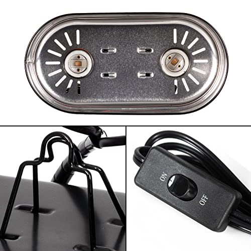 REPTI ZOO Dual Reptile Light Fixture, Reptile Heat Lamp Combo Pack Include 100W Full Spectrum UVA UVB Light Basking Spot Lamp Bulb & 100W Ceramic Heat Emitter Heating Bulb