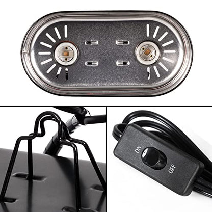 REPTI ZOO Dual Reptile Light Fixture, Reptile Heat Lamp Combo Pack Include 100W Full Spectrum UVA UVB Light Basking Spot Lamp Bulb & 100W Ceramic Heat Emitter Heating Bulb