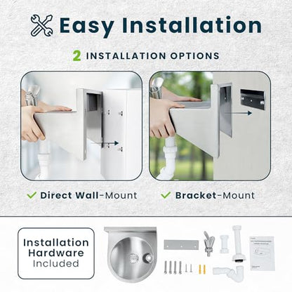 Alpine Water Drinking Fountain Wall Mounted - Commercial Hydration Station for Indoor & Outdoor in School, Parks, Courts & More (Stainless Steel)