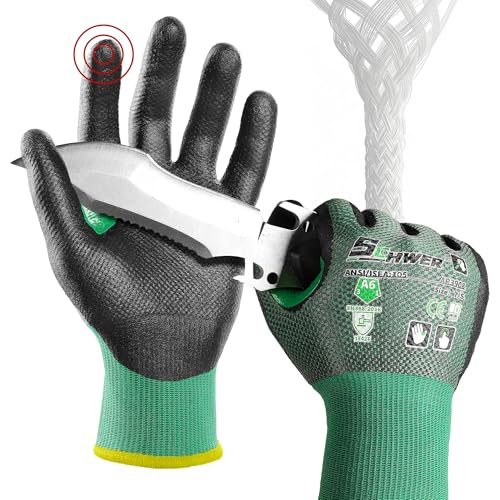 Schwer AIR-SKIN ANSI A6 Cut Resistant Gloves, AR3908 Cut Proof Gloves, Ultra Thin Cutting Gloves with Reinforced Thumb, Wire & Fiberglass Free, Comfort-Fit Work Gloves for Mechanics, S, 2 Pairs - size: Small, style: 2 Pairs