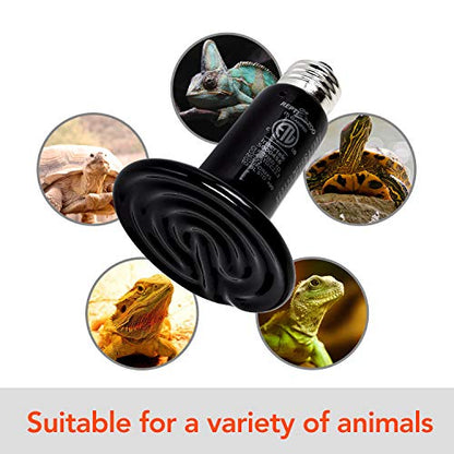 REPTI ZOO Reptile Ceramic Infrared Heat Emitter,110V 100W Infrared Bulb for Reptile Pet Coop and Glass Terrarium (Pack of 2) - size: 1 Count (Pack of 2)