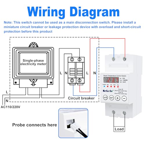 High-Power Temperature Control Switch, Rail-Mounted Digital Thermostat with Real-Time LCD Display for Heating & Cooling, 63A 110/220V, -40°C to 140°C, Ideal for Greenhouses, Aquaculture,Boilers