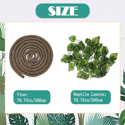 PINVNBY Bearded Dragon Hammock for Tank,Reptile Lounger with Suction Cups Natural Lizard Tank Accessories Seagrass Bed Flexible Jungle Climber Vines Leaves Habitat Decor for Chameleon Gecko(5 Pcs)