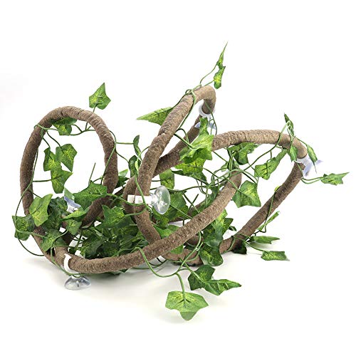 Wnvivi 9.8Ft Reptile Climbing Branch,Artificial Rattan Plants Reptile Box Decor,Simulated Vines with Leaves for Pet Habitat Decor(A1)
