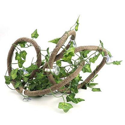 Wnvivi 9.8Ft Reptile Climbing Branch,Artificial Rattan Plants Reptile Box Decor,Simulated Vines with Leaves for Pet Habitat Decor(A1)
