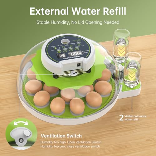 Egg Incubator with Automatic Egg Turning and Humidity Control, 18 Eggs Incubators for Hatching Eggs Chicken Quail Ducks Goose Parrot for Home Lab Farm Classroom - size: 18 Egg