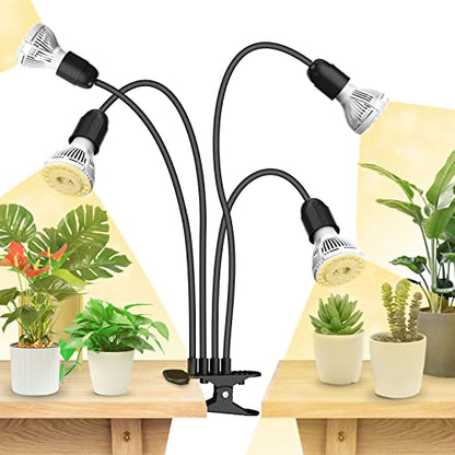 SANSI LED Grow Lights for Indoor Plants, 600W Full Spectrum Gooseneck Clamp Grow Lamp, 40W Power Plant Light with High PPFD for Seeding, Lifetime Free Bulb Replacement Plant Lights for Indoor, 4 Head - size: 4 Head 1 Pack
