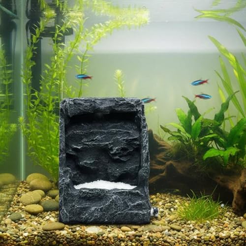 Aquarium Landscape Aquatic Accessory Fish Tank Waterfall Ornament Resin Rockery Dynamic Continuous Circulation Suitable for Home Aquariums Decoration 14x13x18cm