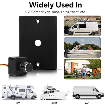 acegoo 12V Dimmer Switch Aluminum RV Light Dimmer High-Side PWM Dimmer, Perfect for Camper Van Boat Trailer Truck Cars, Works with 12V LED Light Fixture, Rotary Dimming (6A-Upgrade) - color: 6A-Aluminum