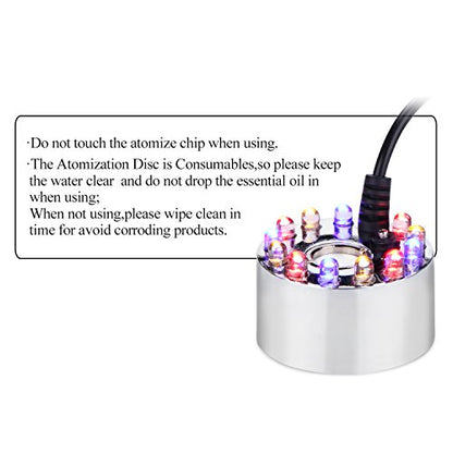 IMAGE Mist Maker Fogger Water Fountain Pond Fog Machine Atomizer Air Humidifier with 12 LED Light Color Change for Halloween, Black