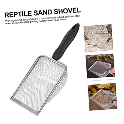 GALPADA 1Pc Stainless Steel Reptile Sand Shovel High Density Mesh Cleaning Scoop for Tortoise Lizard Snake and Durable Odor Efficient Waste Removal Tool
