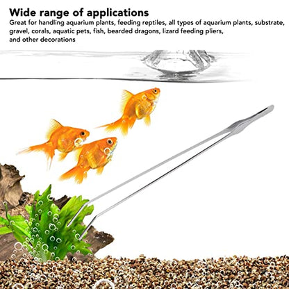 Aquarium Tweezers, 45cm Stainless Steel Feeding Tongs, Rust Long Handle for Reptile, Plant, and Deep Tank Use (Curved Tweezers) - size: Curved Tweezers