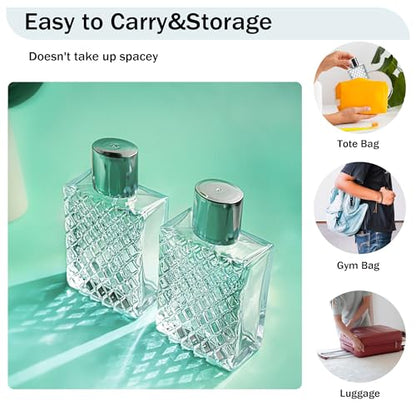 YU FENG 2 Pack Perfume Spray Bottles, 100ml/3.4oz Refillable Glass Fine Mist Atomizer Bottles, Empty Clear Glass Containers for Cologne, Essential Oils & Travel - color: Style 1