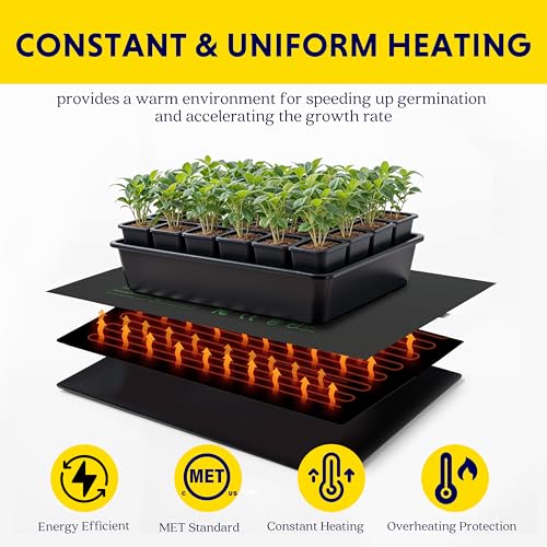 iPower 48"x20.75" Seedling Heat Mat with Built-in Temperature Controller, MET Certified Waterproof Plant Heating Pad, for Germination, Breeding, Brewing - size: 48" x 20.75", style: with Dual LED Thermostat