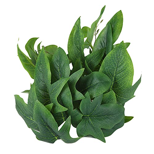2PCS Artificial Water Plant Simulation Vine Lifelike Plastic Sweet Potato Leaves Decoration with Suction Cup for Fish