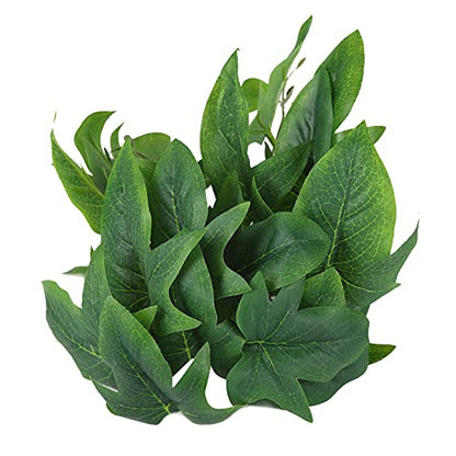 2PCS Artificial Water Plant Simulation Vine Lifelike Plastic Sweet Potato Leaves Decoration with Suction Cup for Fish