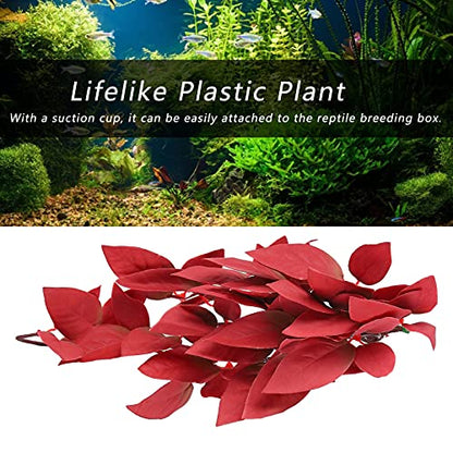 BORDSTRACT Artificial Reptile Plant, Lifelike Plastic Hanging Leaves Decoration with Suction Cup for Terrarium Fish and Reptile Habitats (T-1033A4) - size: T-1033A4