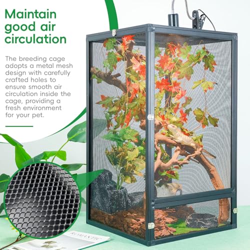 33 Gal Detachable and Foldable Reptile Butterfly Cage Terrarium, 360° Observation, Airflow, Interaction in Gecko Tank for Crested Geckos, Leopard Geckos, Chameleons, Bearded Dragons - size: 26x17x17 Inch