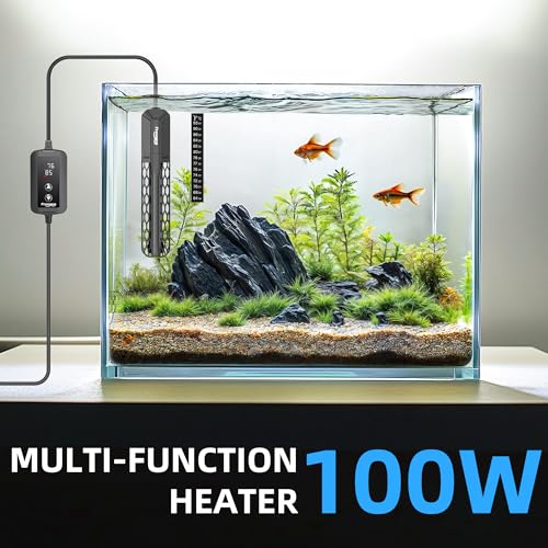 FREESEA Aquarium Heater for Fish Tank: 100W/200W/300W/500W Submersible Fish Tank Heaters with Over-Temperature and Off-Water Protection for 10-20 Gallon Saltwater and Freshwater - size: 100W(10-20gallon)