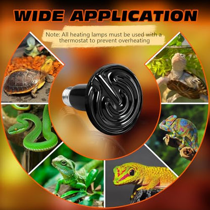75W Ceramic Heat Emitter Reptile Heat Bulb E26 Base Heat Lamp Bulbs No Light Heat Lamp for Amphibian Pet Brooder Coop Lizard Turtle Snake Terrarium - style: 75 Watts