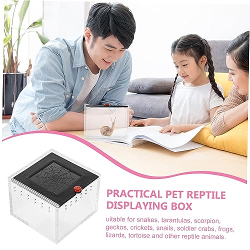 POPETPOP Clear Viewing Reptile Storage Box with Ventilated Acrylic Panel Feeding Habitat for Lizards Snakes Tarantulas and Other Reptiles